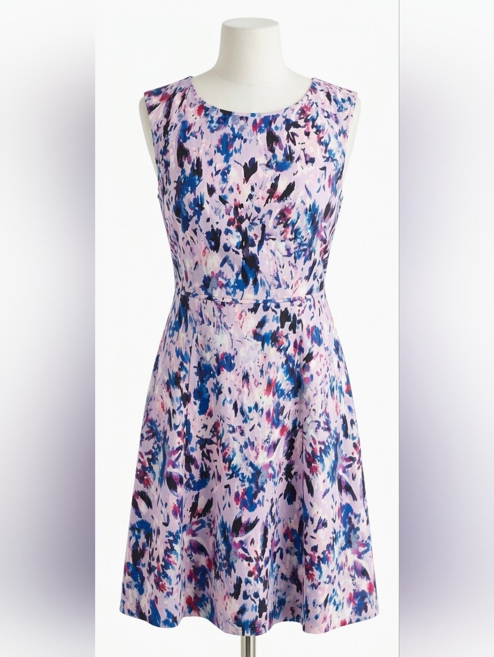 NWT J.Crew Watercolor Abstract Floral Shift A Line Dress Lilac Multi Size 8 - Picture 2 of 7